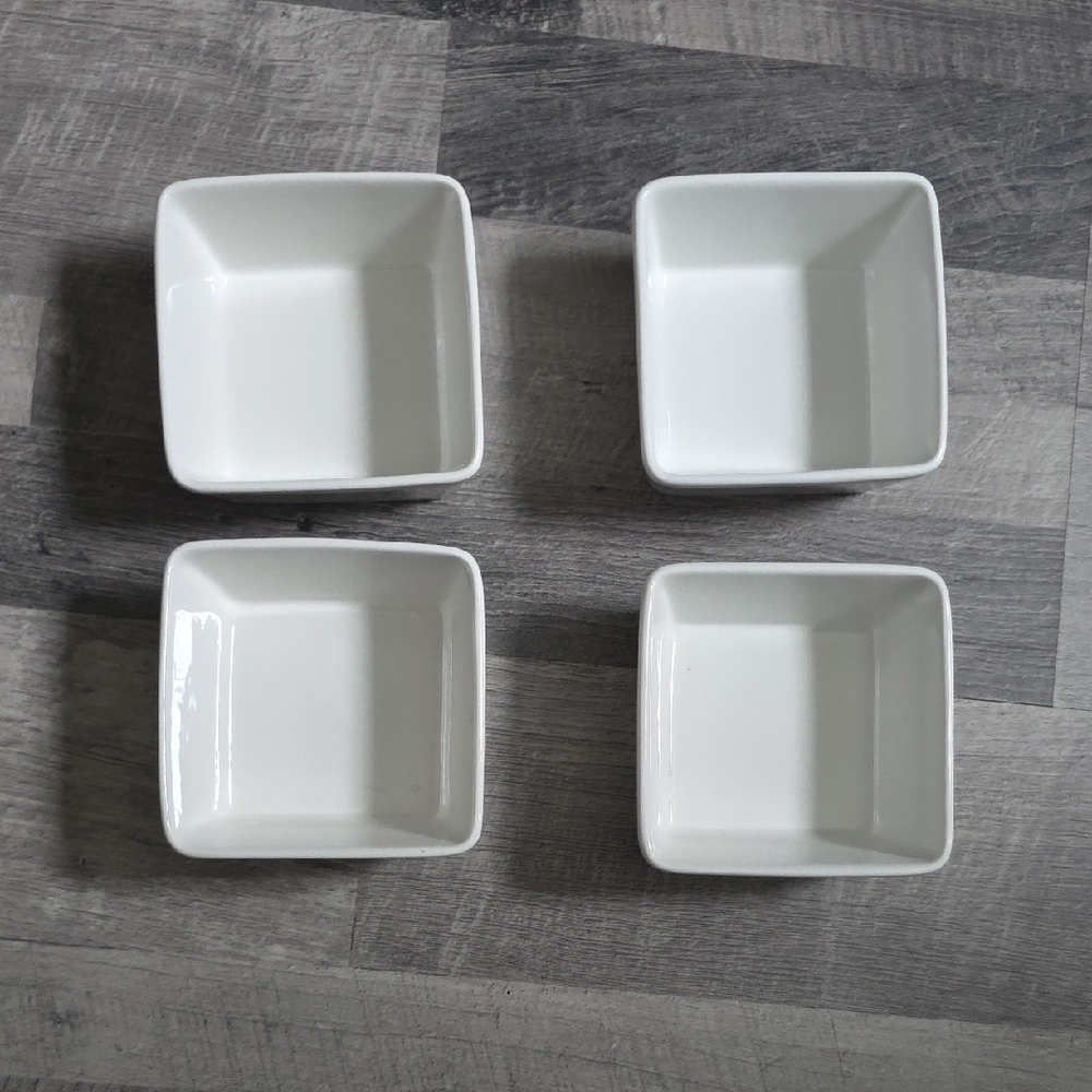 White Square Ceramic Ramekin Set, 4